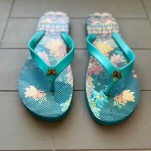 Johnny Was Teal Floral Sandals
